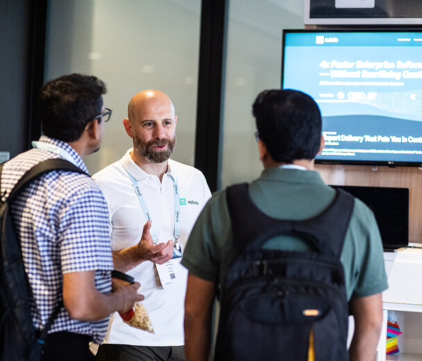 Engineers connecting at a Summit networking moment.